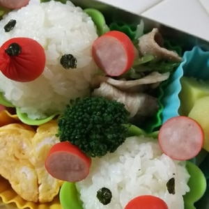 キャラ弁！超簡単！ウインナーでクマさん弁当。